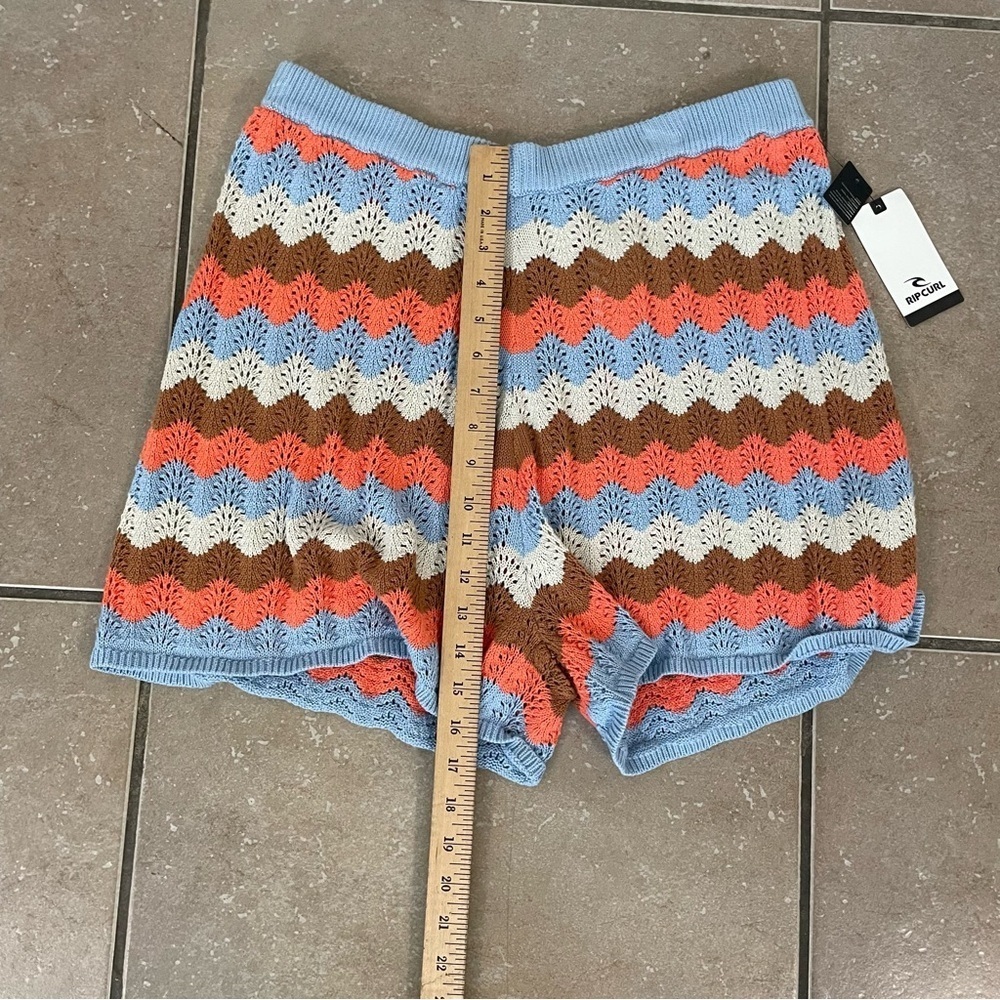 NEW Rip Curl Santorini Sun Crochet Shorts Pull On Zig Zag Multicolor Beach Sz L - Picture 7 of 7